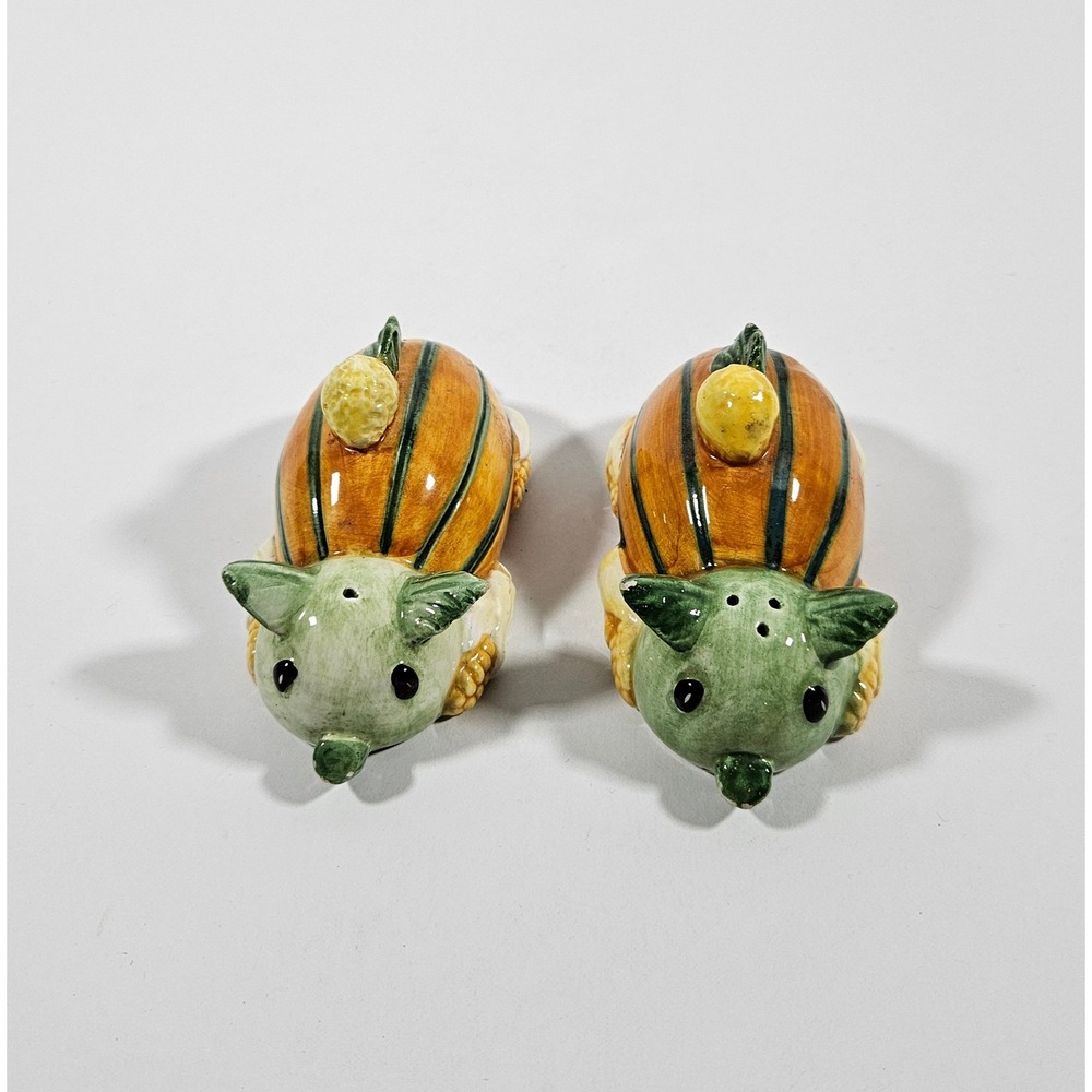 Neiman Marcus Italy Vintage Vegetable Pig Salt and Pepper Shakers Set Ceramic